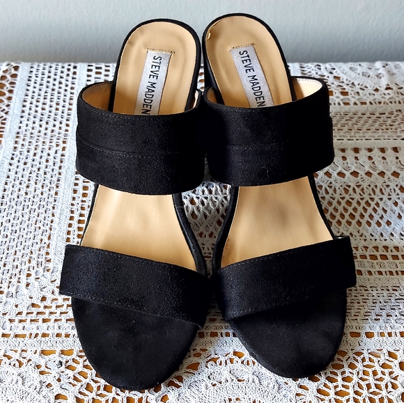 STEVE MADDEN Black Open Toe Heel Suede Pump Women's Size EU 40 - Picture 6 of 10